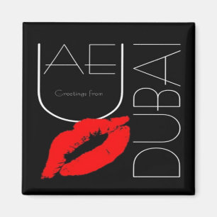 Hälsning från Dubai UAE Red Lipstick Kiss Magnet
