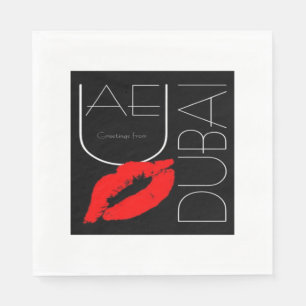 Hälsning från Dubai UAE Red Lipstick Kiss Pappersservett