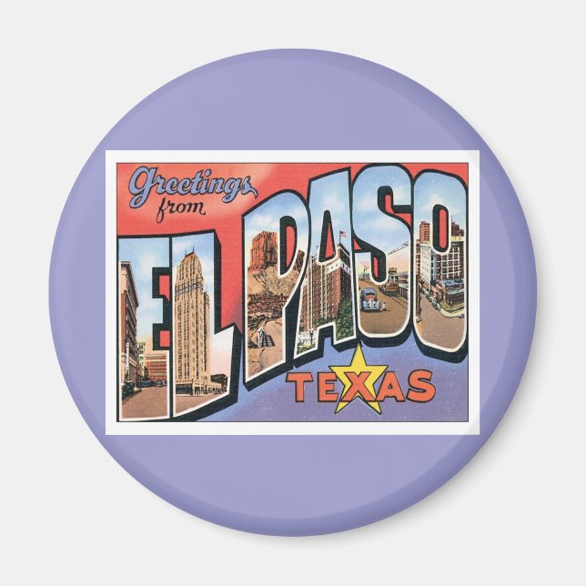 Hälsning från EL Paso,Texas Magnet (Framsidan)