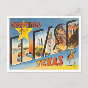 Hälsning från El Paso, Texas Vintage resor Vykort