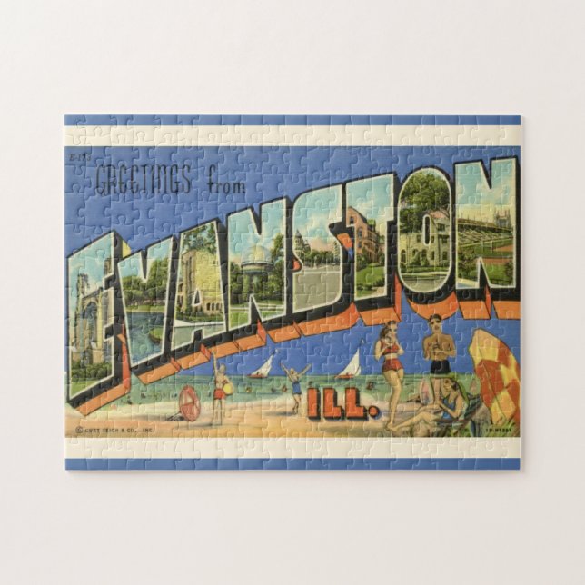 Hälsning från Evanston ILL 11x14 Pussel (Horisontell)