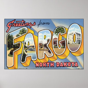 Hälsning från Fargo North Dakota, Vintage Poster