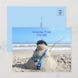 Hälsning från Florida Beach Snögubbe Vykort