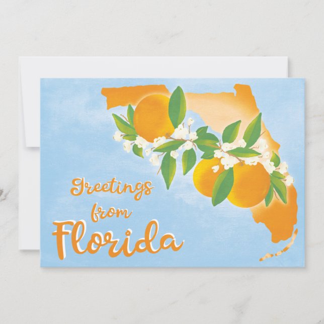 Hälsning från Florida Blommigt Orange Ny adress Meddelande (Framsida)