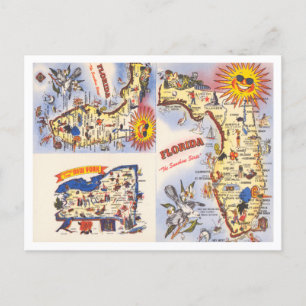 Hälsning från Florida, New York Karta Travel Vykort