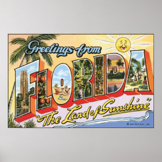 Hälsning från Florida ’The Land Sunshine’, Vin Poster