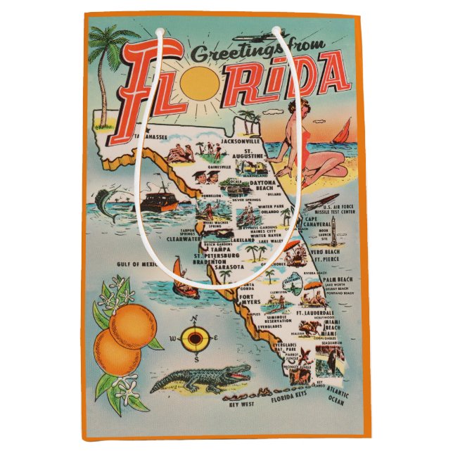 Hälsning från Florida vintage resor karta (Framsidan)