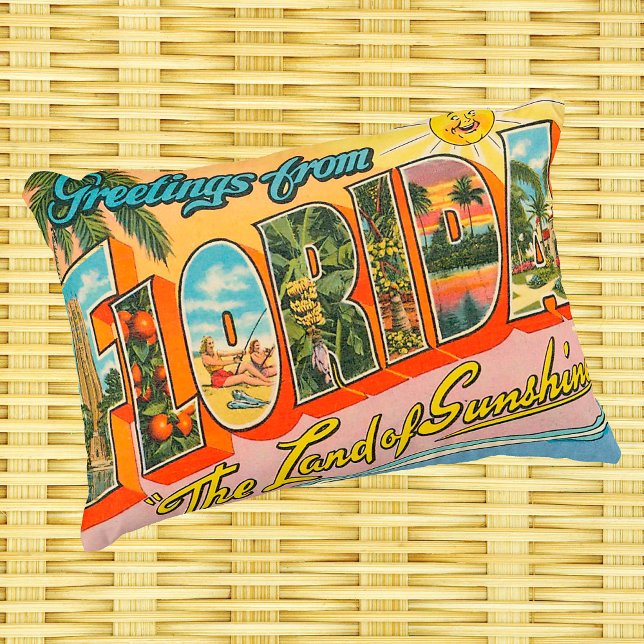 Hälsning från Florida Vintage Stil Prydnadskudde (Skapare uppladdad)
