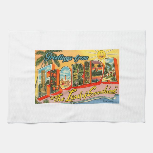 Hälsning från Florida Vintage vykort Kökshandduk (Horisontell)