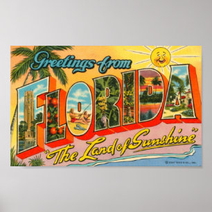 Hälsning från Florida Vintage vykort Poster