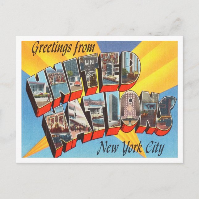 Hälsning från Förenta nationerna, New York City Vykort (Framsida)