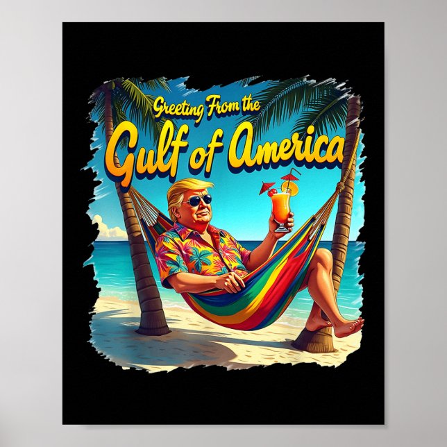 Hälsning från Förenta staternas Bukt Trump Patrio Poster (Framsidan)