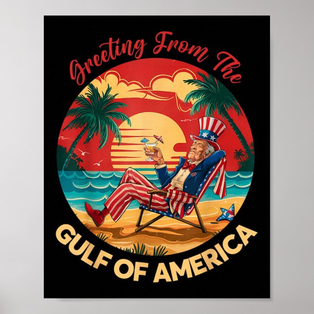 Hälsning från Förenta staternas Bukt Trump Patrio Poster (Framsidan)