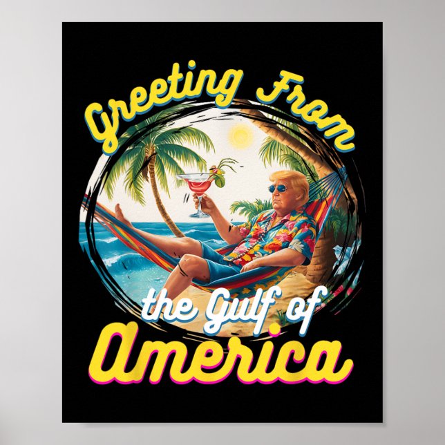 Hälsning från Förenta staternas Bukt Trump Patrio Poster (Framsidan)