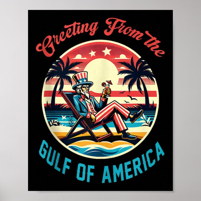 Hälsning från Förenta staternas Bukt Trump Patrio Poster (Framsidan)