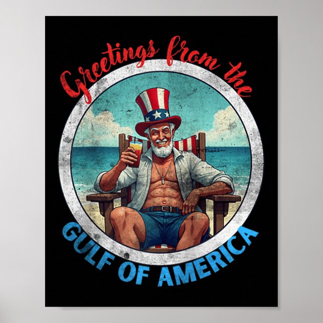 Hälsning från Förenta staternas Bukt Trump Patrio Poster (Framsidan)