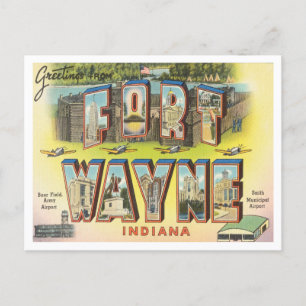 Hälsning från Fort Wayne, Indiana Vintage resor Vykort