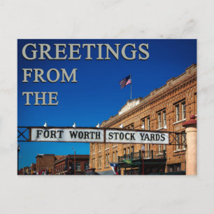 Hälsning från Fort Worth Stockyards Roligt Texas Vykort