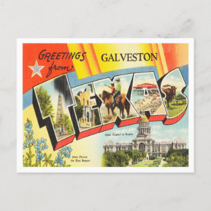 Hälsning från Galveston, Texas Vintage resor Vykort