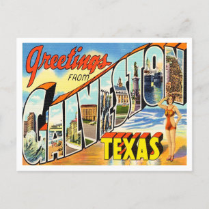 Hälsning från Galveston, Texas Vintage resor Vykort