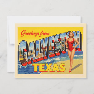 Hälsning från Galveston Texas Vintage Vykort