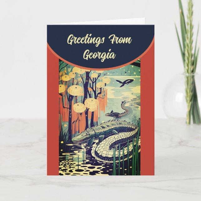 Hälsning från Georgia Anpassade Artsy Card Kort (Framsida)