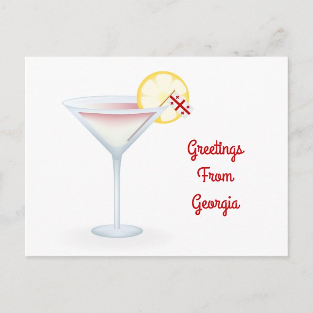 Hälsning från Georgia Cocktail Helgdag Card Helg Vykort (Framsida)