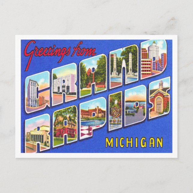 Hälsning från Grand Rapids, Michigan Travel Vykort (Framsida)