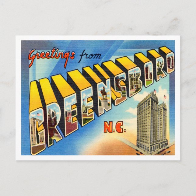 Hälsning från Greensboro, North Carolina Travel Vykort (Framsida)