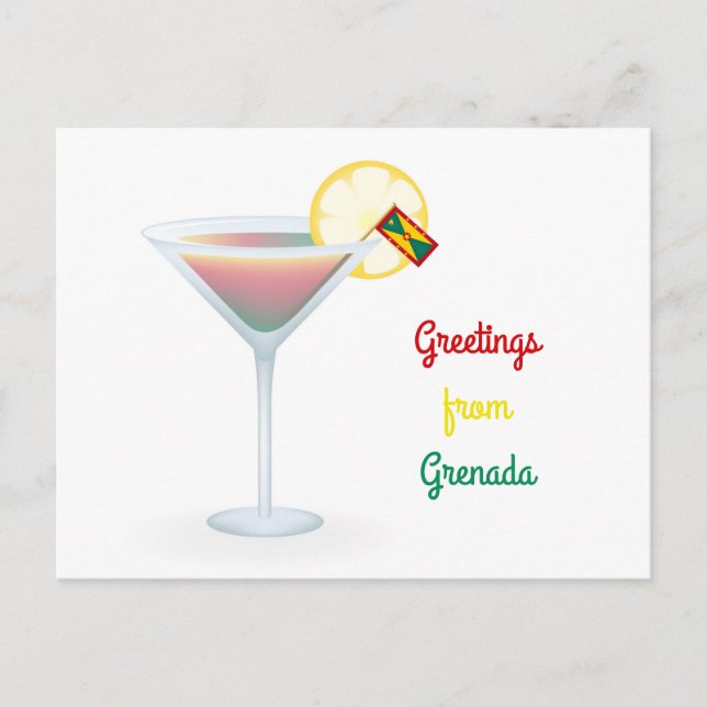 Hälsning från Grenada Cocktail-Helgdag Card Helg Vykort (Framsida)