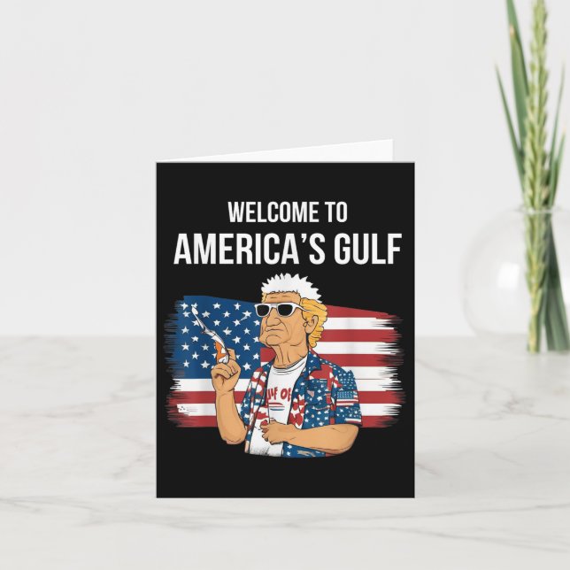 Hälsning från Gulf Beach i Amerika Patriotisk  Kort (Framsida)