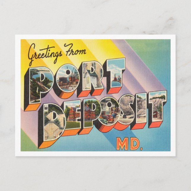 Hälsning från hamndeposition, Maryland Travel. Vykort (Framsida)