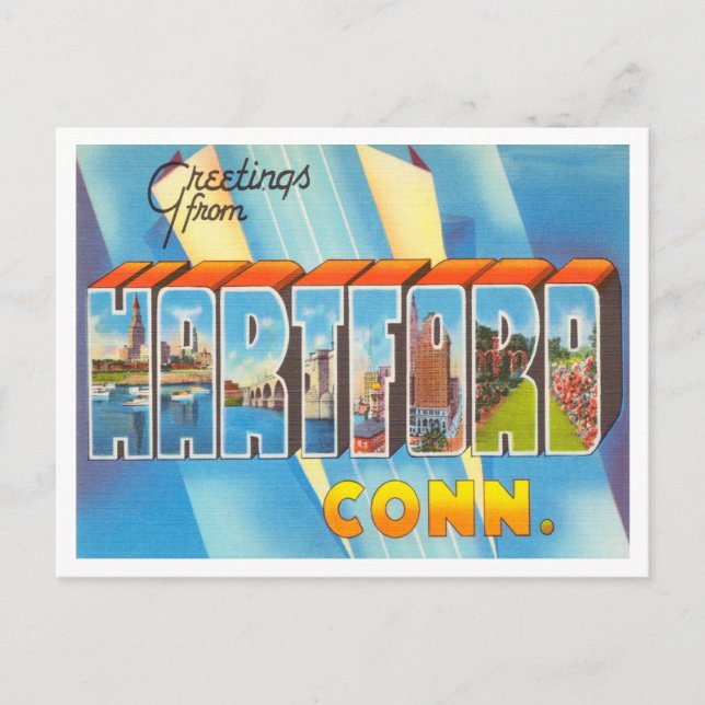 Hälsning från Hartford, Connecticut Travel Vykort (Framsida)