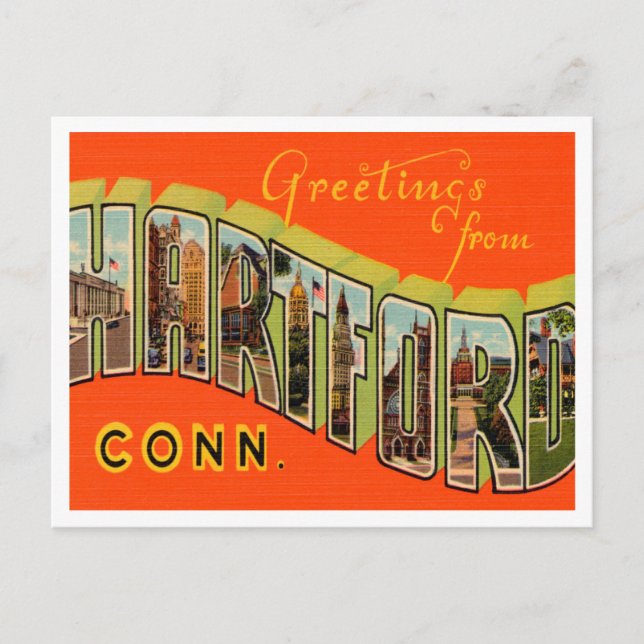 Hälsning från Hartford, Connecticut Travel Vykort (Framsida)