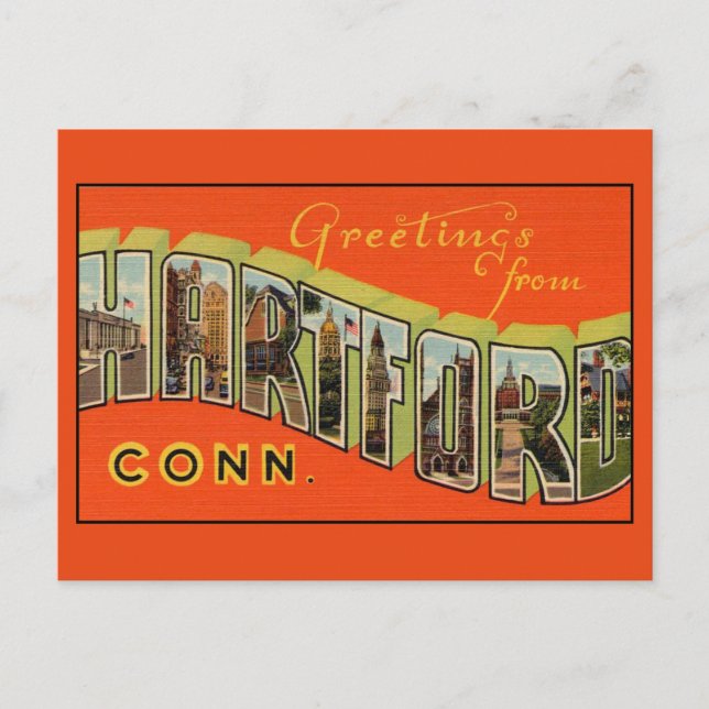 Hälsning från Hartford Large Brev vykort (Framsida)