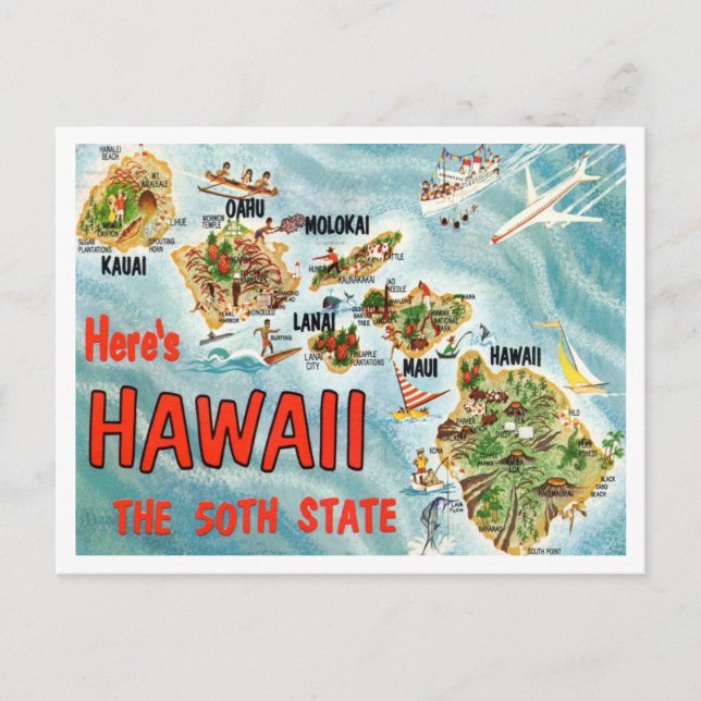 Hälsning från Hawaii, 50:e statsresan Vykort (Framsida)