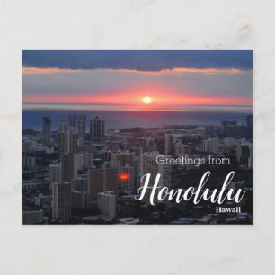 Hälsning från Honolulu Hawaii Sunset Postcard Vykort
