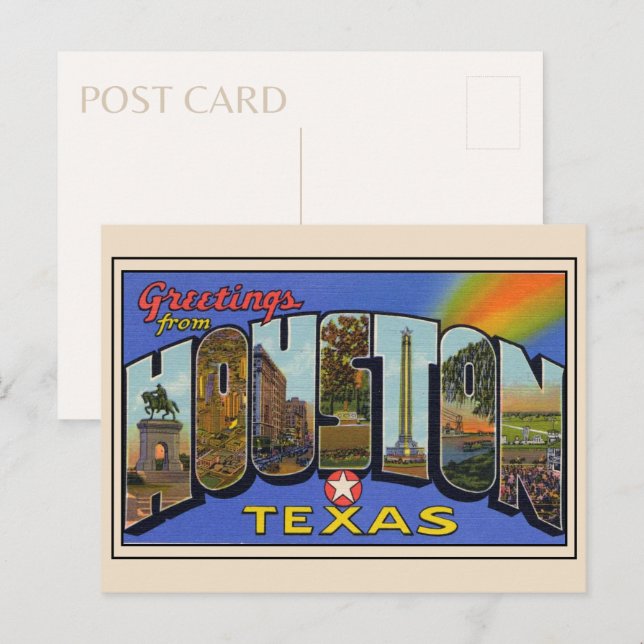 Hälsning från Houston, Texas 1936 Large Brev Vykort (Fram/baksida)