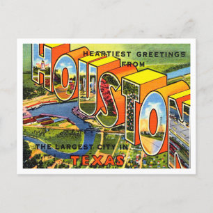 Hälsning från Houston, Texas Vintage resor Vykort