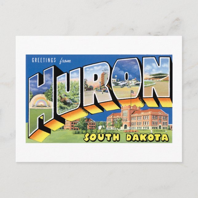 Hälsning från Huron, South Dakota! Retro Vykort (Framsida)