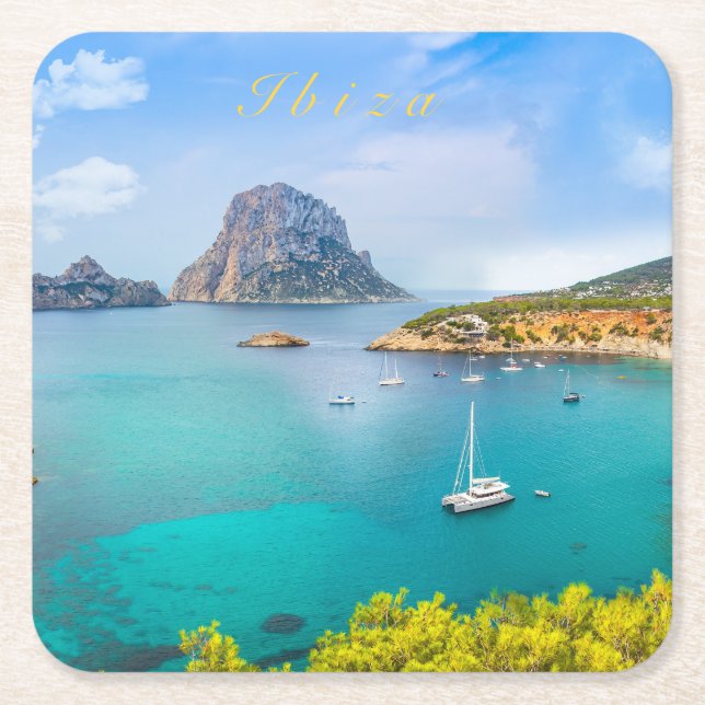 Hälsning från Ibiza Underlägg Papper Kvadrat (Framsidan)
