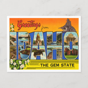 Hälsning från Idaho, statsresa i delstaten Gem Vykort
