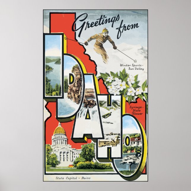 Hälsning från Idaho, Vintage Poster (Framsidan)