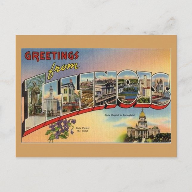 Hälsning från Illinois Vykort (Framsida)