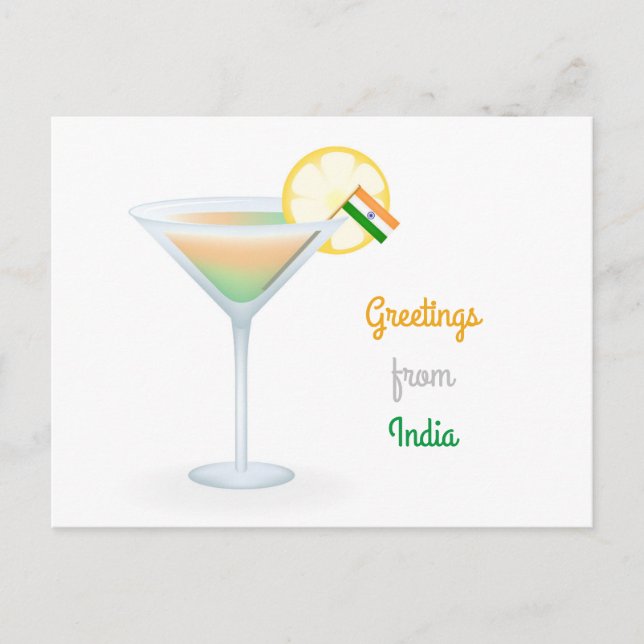 Hälsning från India Cocktail Flagga Card Helg Vykort (Framsida)