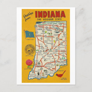 Hälsning från Indiana Vintage Karta vykort