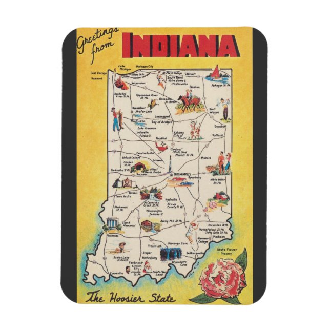 Hälsning från Indiana vintage magnet (Vertikal)