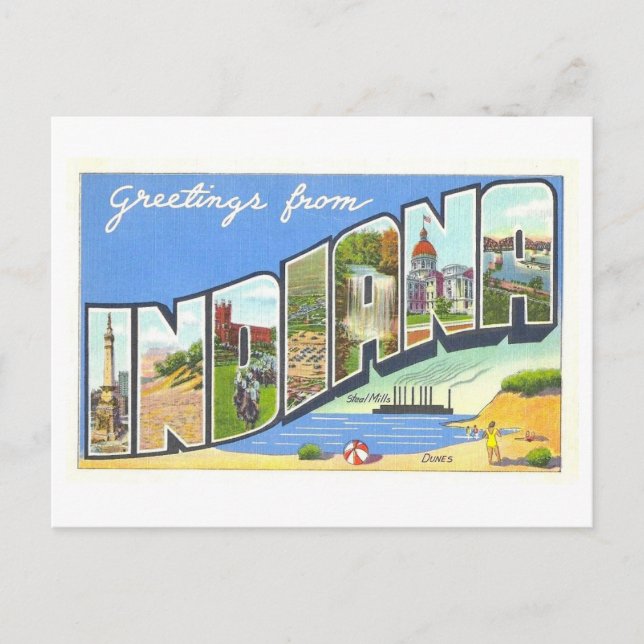 Hälsning från Indiana Vintage vykort (Framsida)