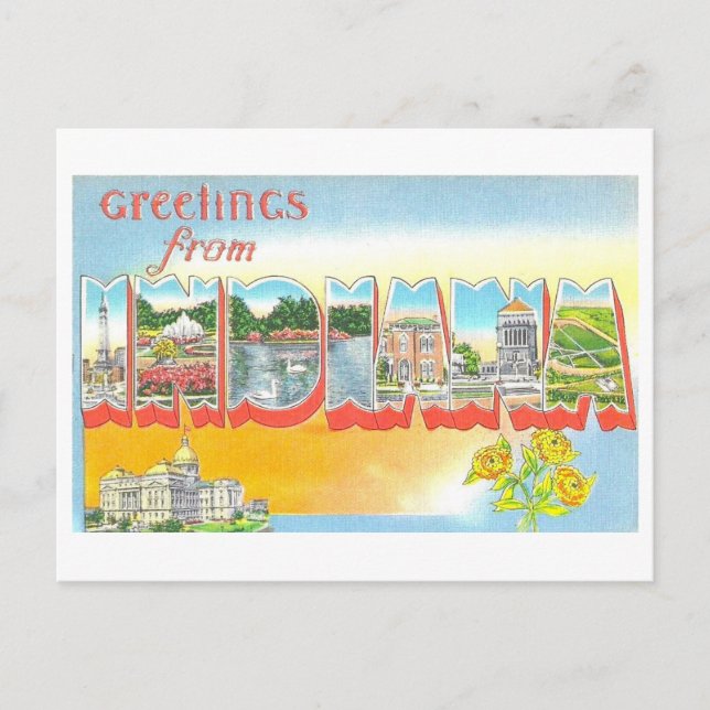 Hälsning från Indiana Vintage Vykort (Framsida)