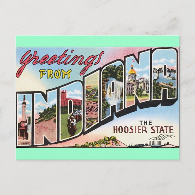 Hälsning från Indiana! Vykort (Framsida)